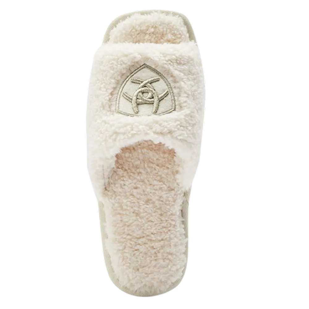AR2697 Ariat Women's Cozy Chic Square Toe Slide Slipper - Fuzzy Cream