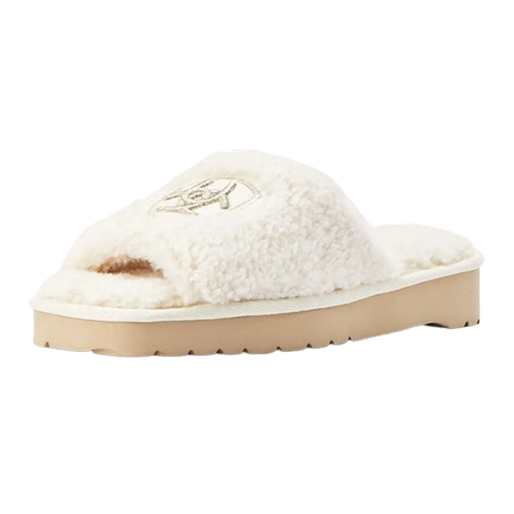 AR2697 Ariat Women's Cozy Chic Square Toe Slide Slipper - Fuzzy Cream