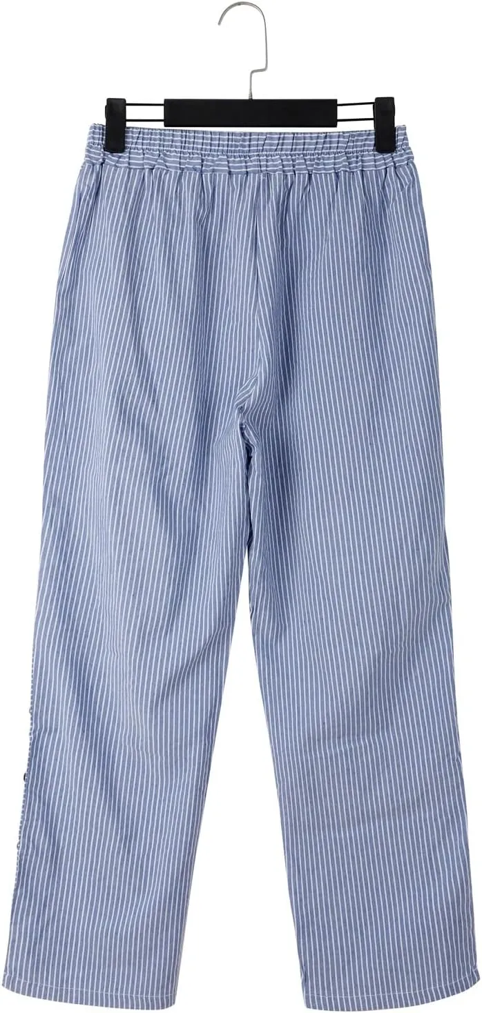 Baggy Harem Elastic Waist Palazzo Waist Side Back Four Pockets 9/10 Pants Drawstring Loose Fit Summer Pants Trousers