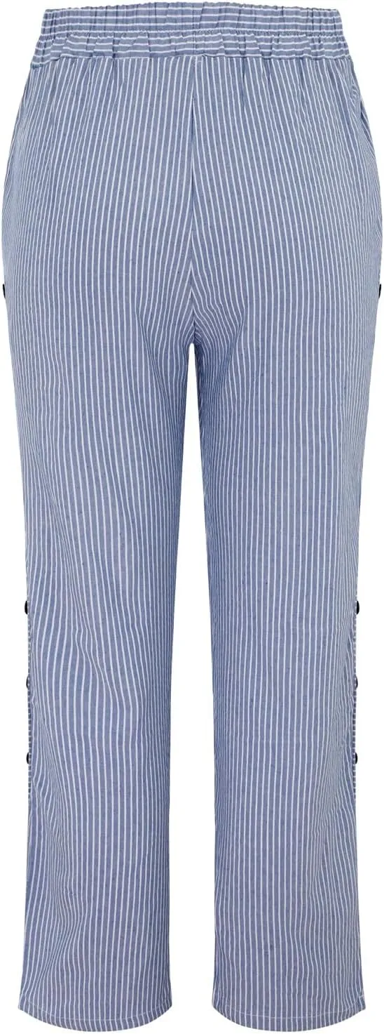 Baggy Harem Elastic Waist Palazzo Waist Side Back Four Pockets 9/10 Pants Drawstring Loose Fit Summer Pants Trousers