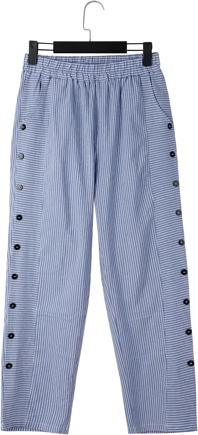 Baggy Harem Elastic Waist Palazzo Waist Side Back Four Pockets 9/10 Pants Drawstring Loose Fit Summer Pants Trousers
