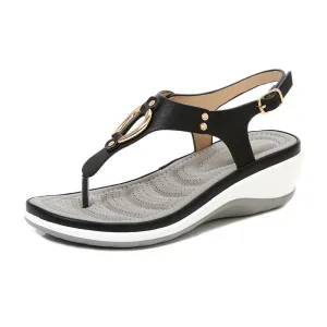 Beaded Clip Toe Flats Bohemian Metal Sandals