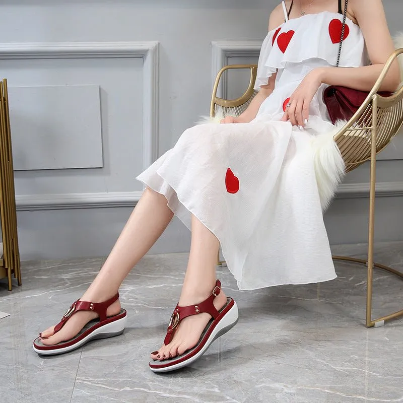 Beaded Clip Toe Flats Bohemian Metal Sandals
