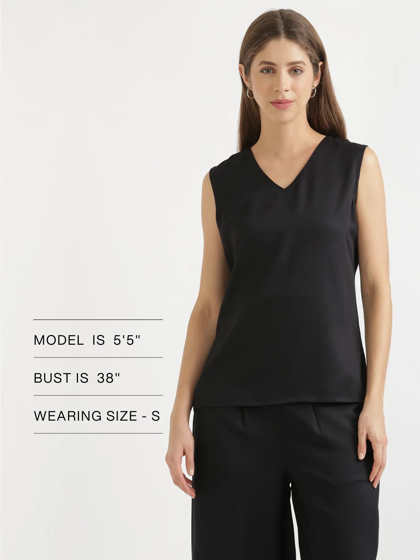 Black V-Neck Sleeveless Top
