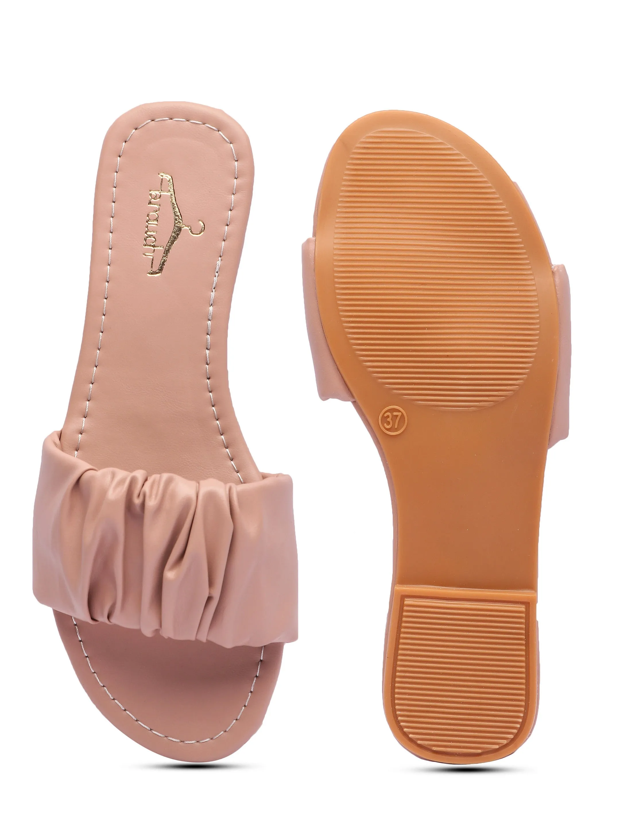 Brauch Women's Pink Pleated Flat Sandal