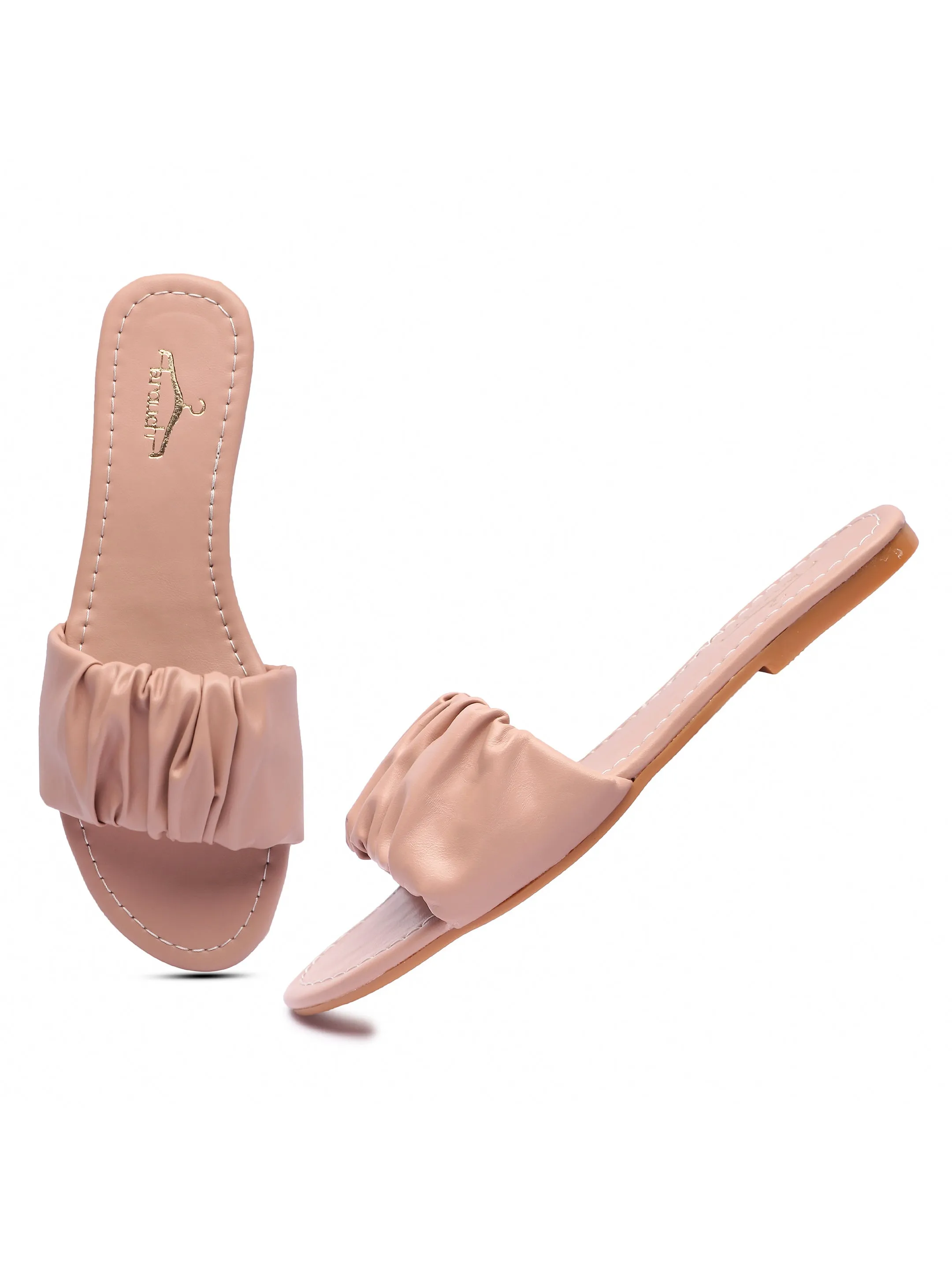 Brauch Women's Pink Pleated Flat Sandal