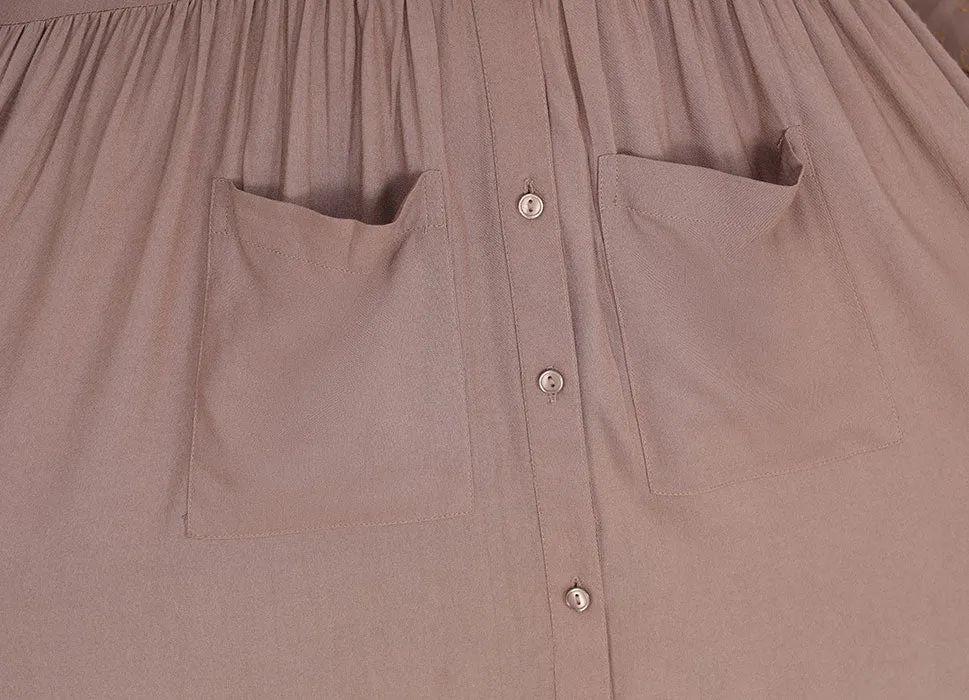 Caramel Brown Patch Pockets Dress