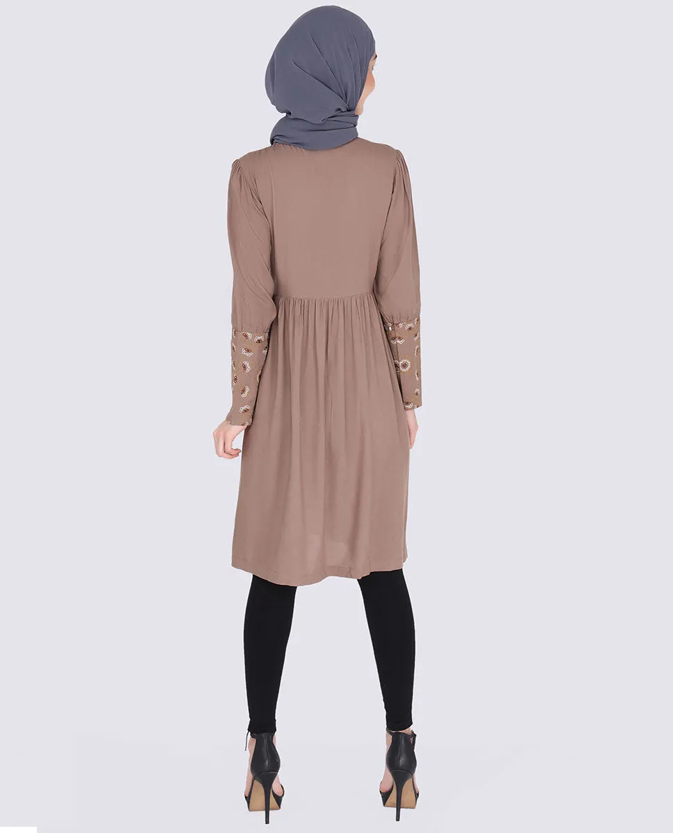 Caramel Brown Patch Pockets Dress