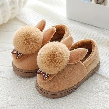 Charming Winter Rabbit Suede Slippers - Stylish Comfort for Crisp Days