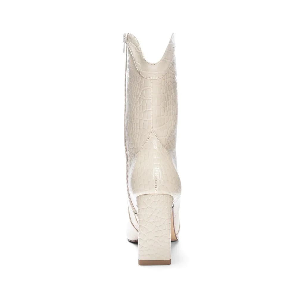 Chinese Laundry - Forester - Western Croc Cowgirl Boots - Cream