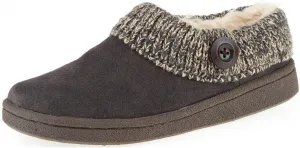 Clarks Women's Knit Scuff Leather Slipper Mules Sweater Cuff Clog (8, Grey)