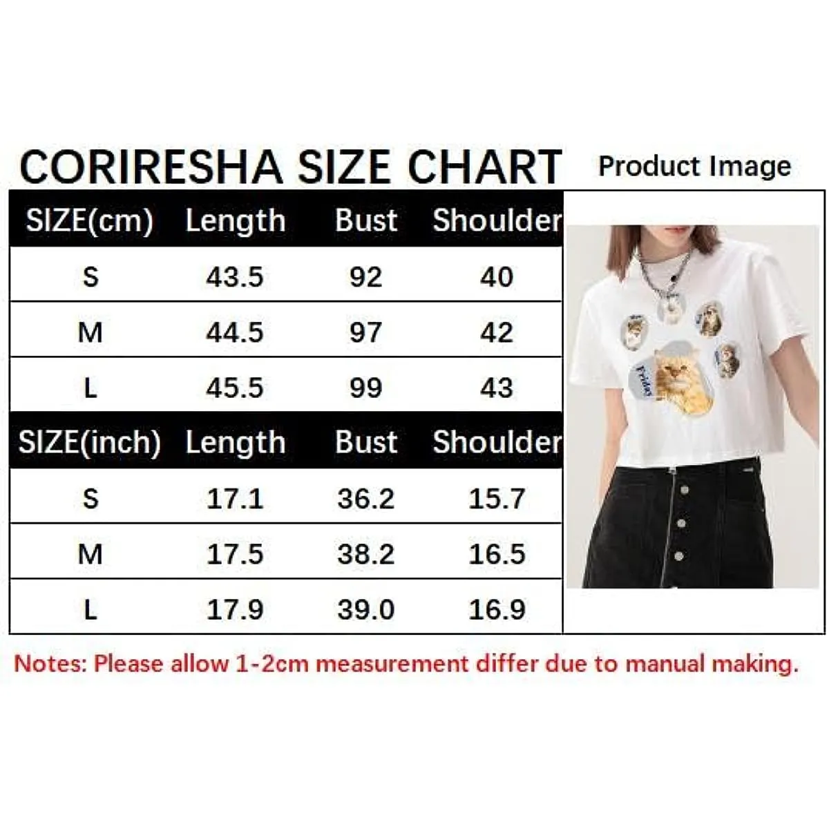 CORIRESHA Women's Cute Cat Dog Paws Crew Neck Short Sleeve Crop T-Shirt