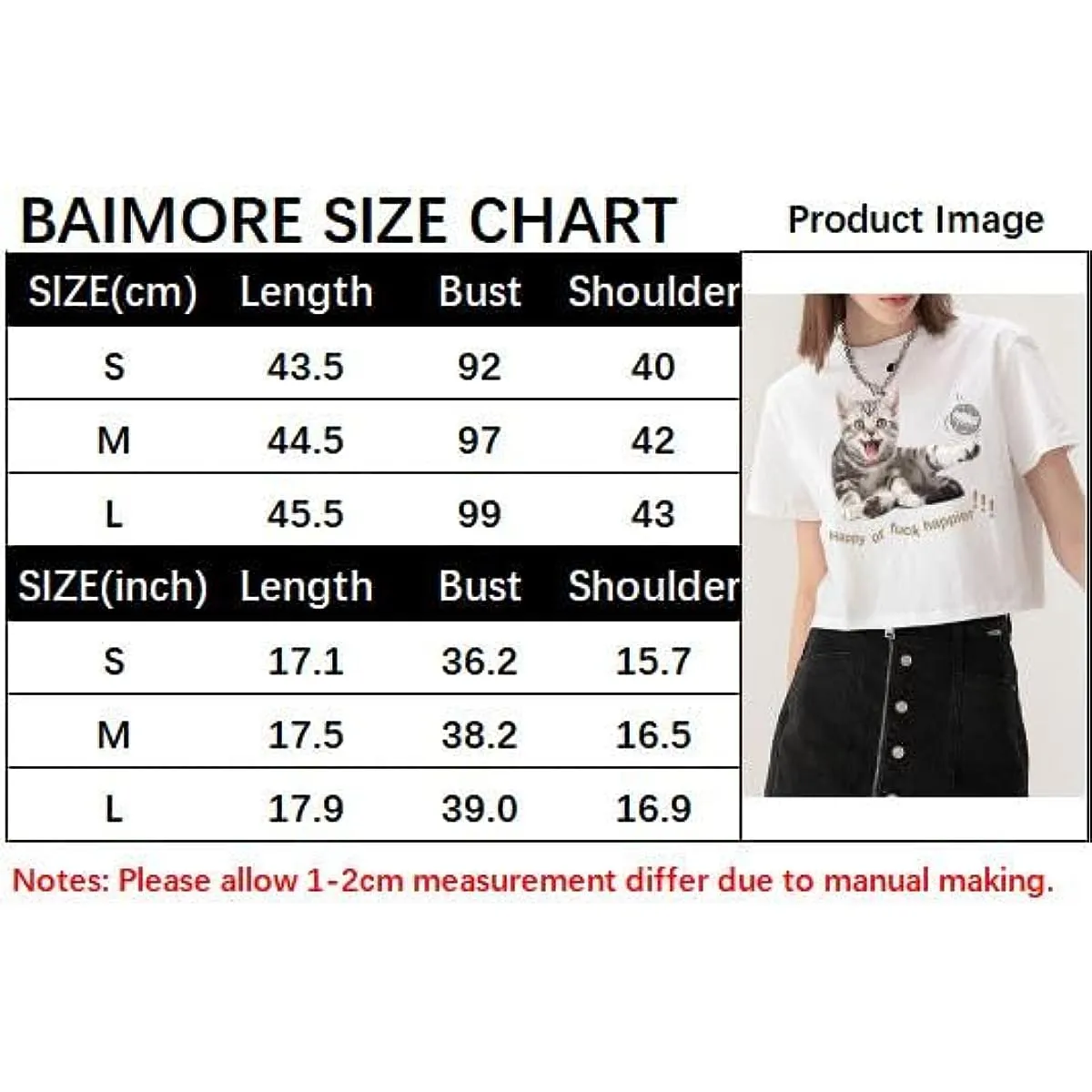 CORIRESHA Women's Fashion Happy Cat Crewneck Short Sleeve Cute Crop T-Shirt