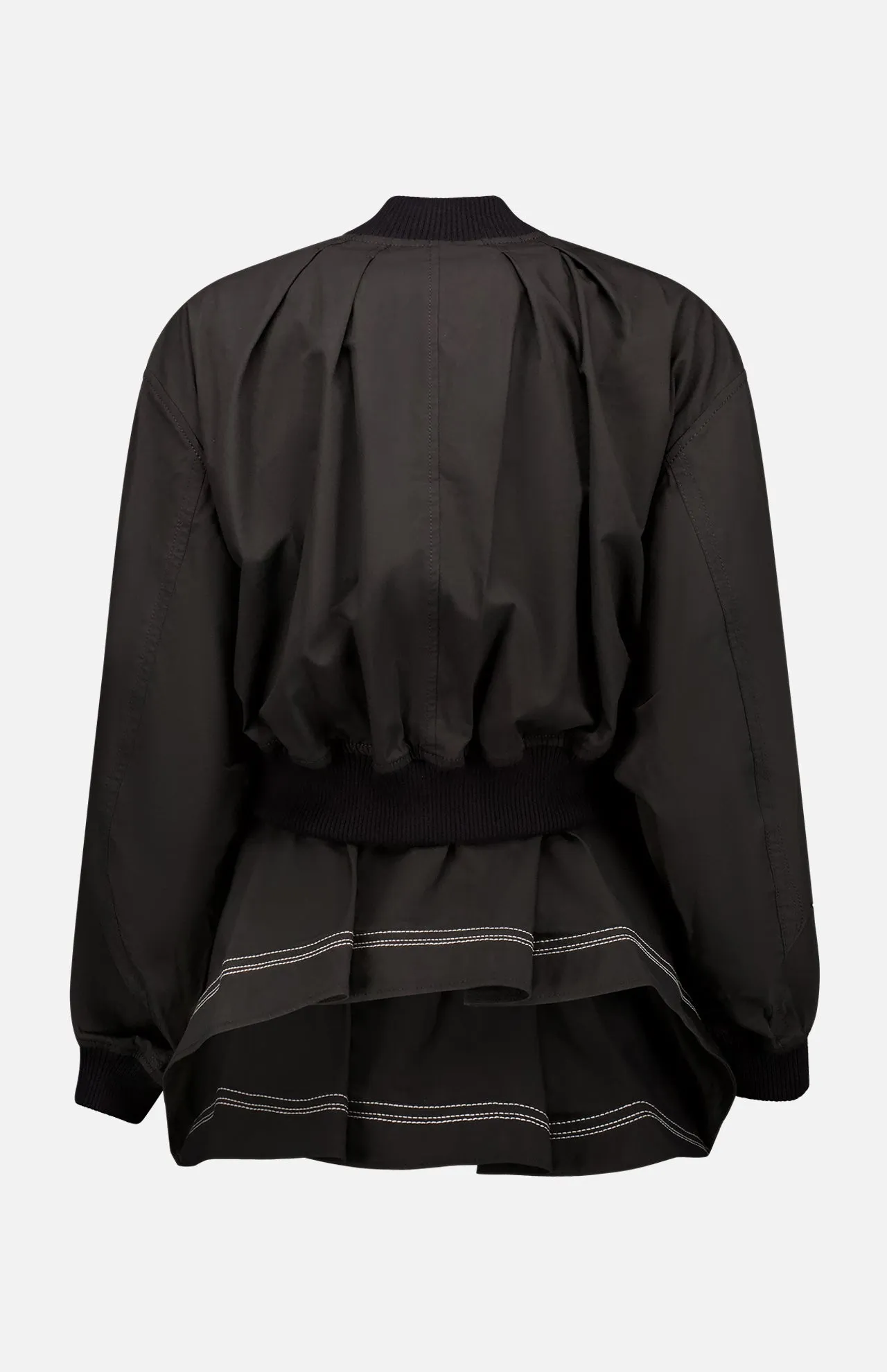 Double Layered Bomber Jacket with Flare Hem