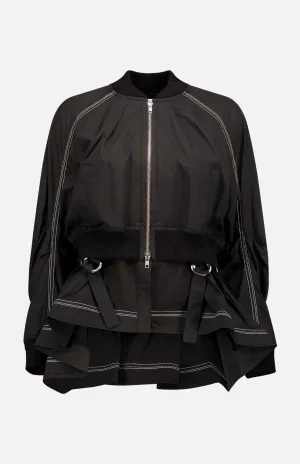 Double Layered Bomber Jacket with Flare Hem