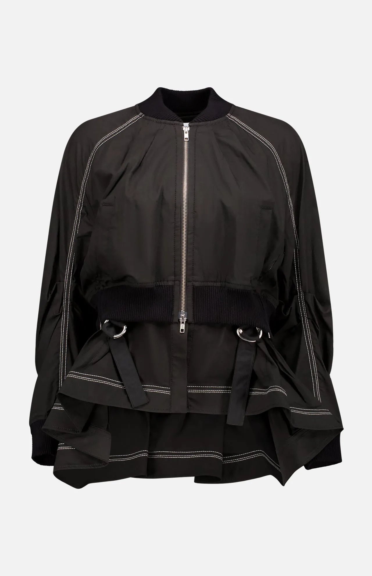Double Layered Bomber Jacket with Flare Hem