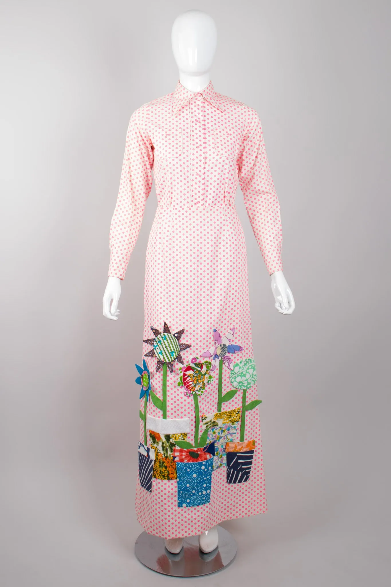 Flowerpot Appliqué Dot Shirt & Skirt Set