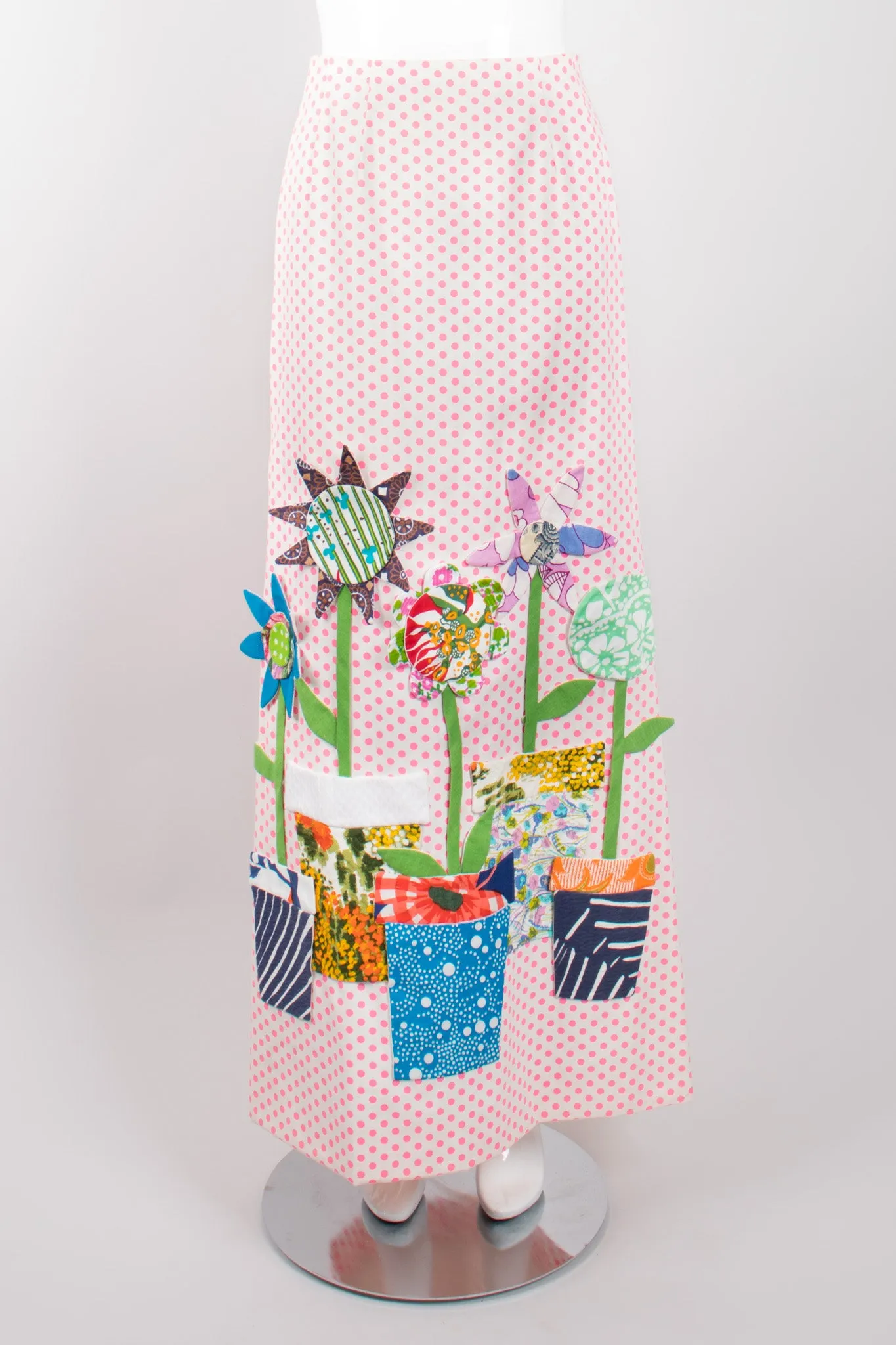 Flowerpot Appliqué Dot Shirt & Skirt Set