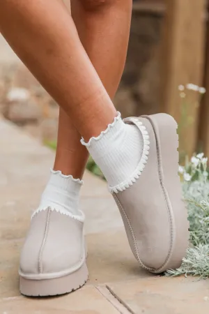 Gabbie Grey Embroidered Slippers SALE