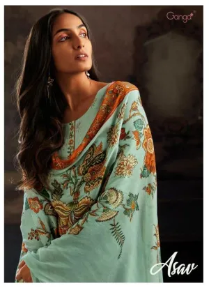 GANGA ASAV BEMBERG SILK PRINTED CASUAL WEAR DRESS MATERIAL