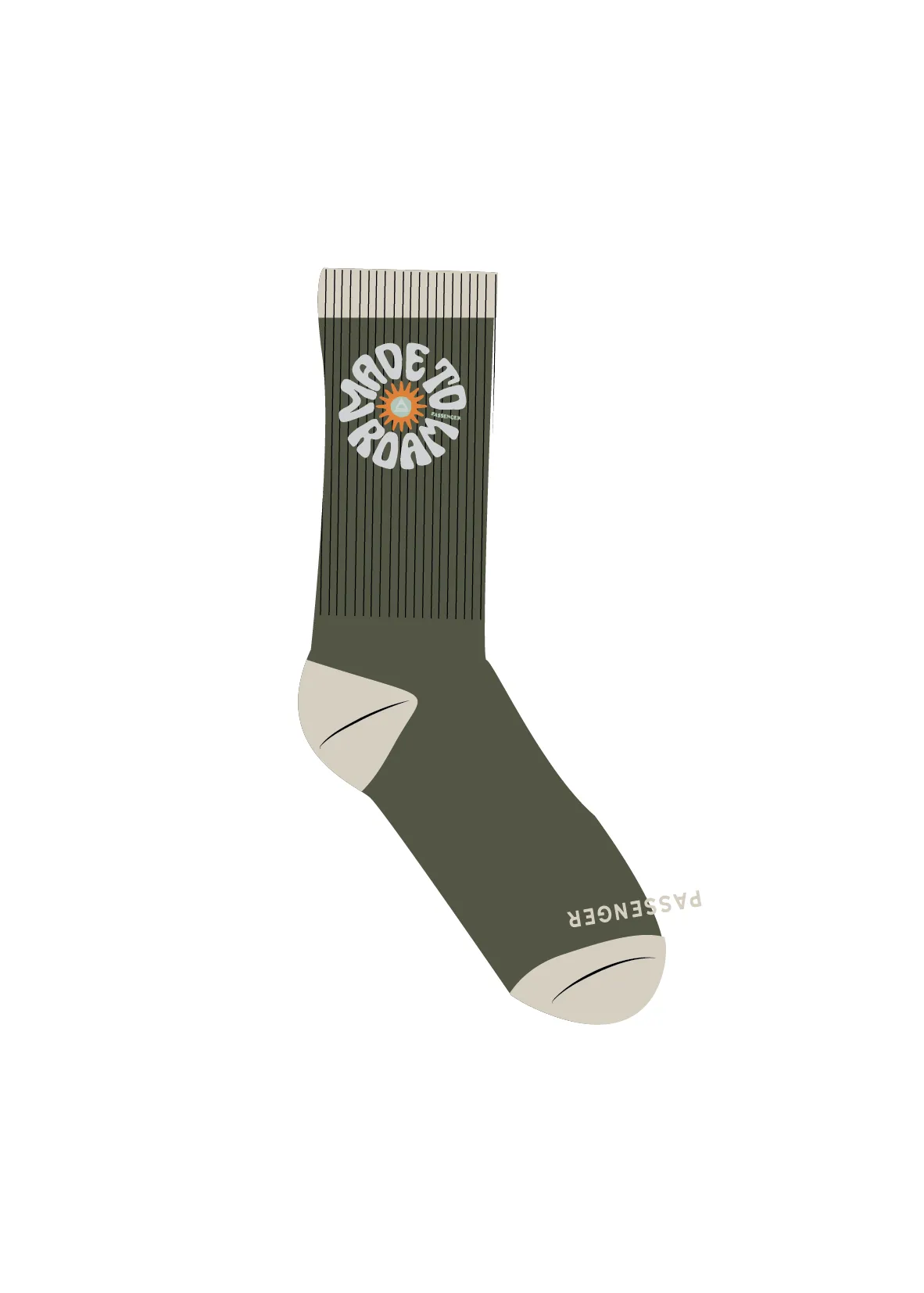 Made to Roam Graphic Crew Socks - Khaki