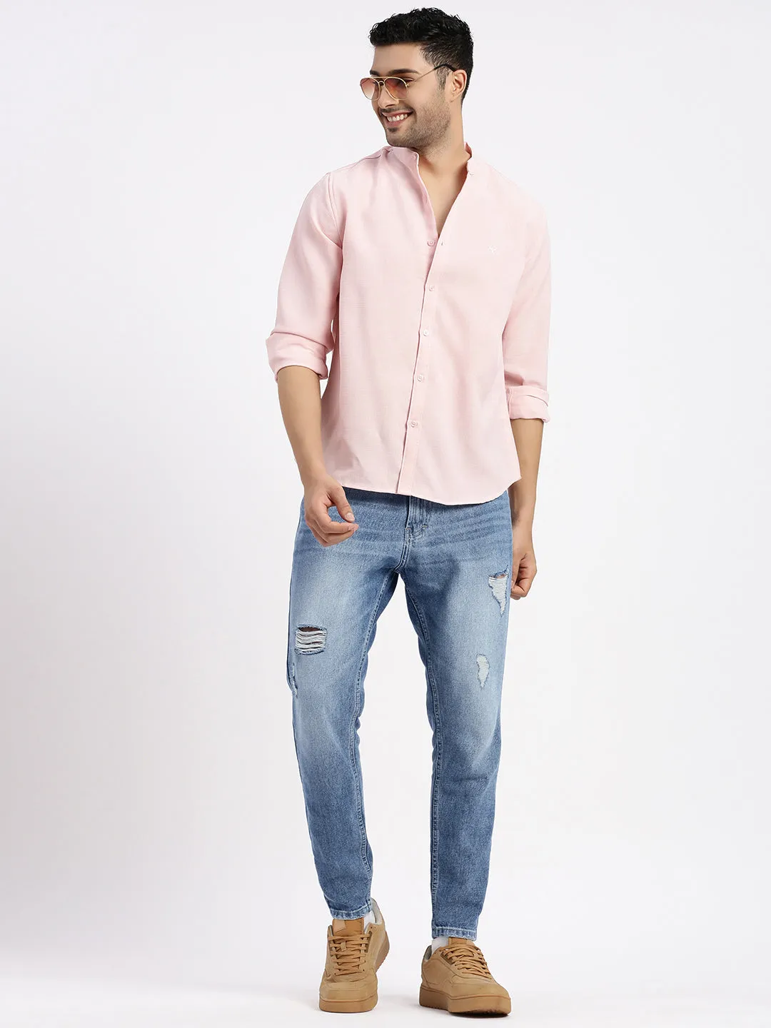 Men Blue Comfort Low-Rise Mildly Distressed Heavy Fade Acid Wash Jeans