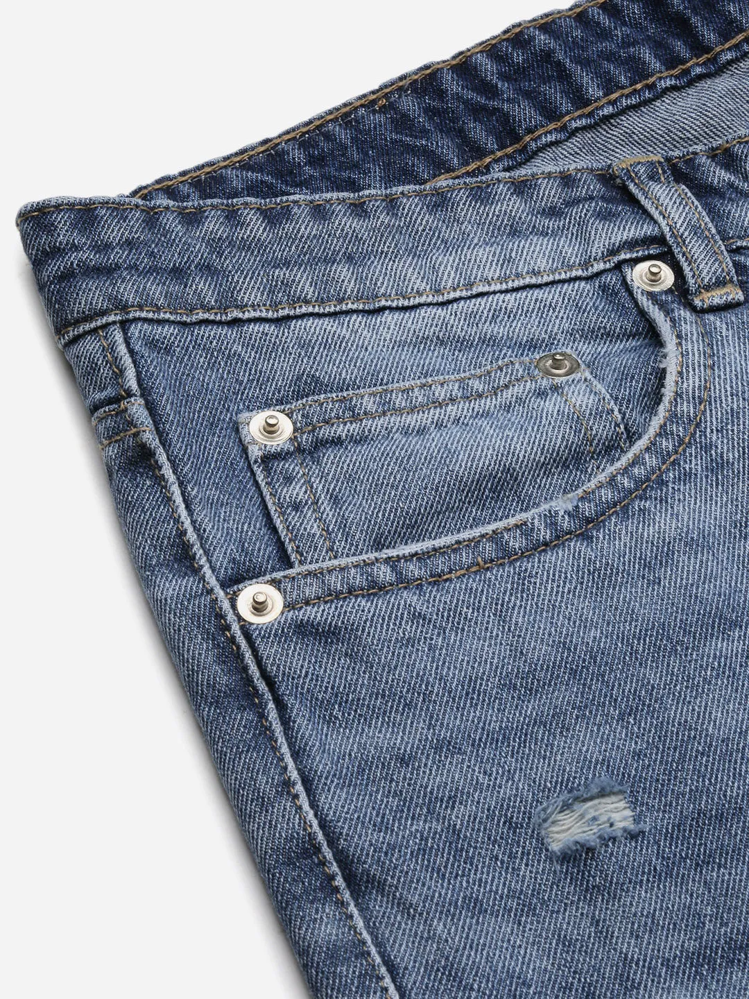 Men Blue Comfort Low-Rise Mildly Distressed Heavy Fade Acid Wash Jeans