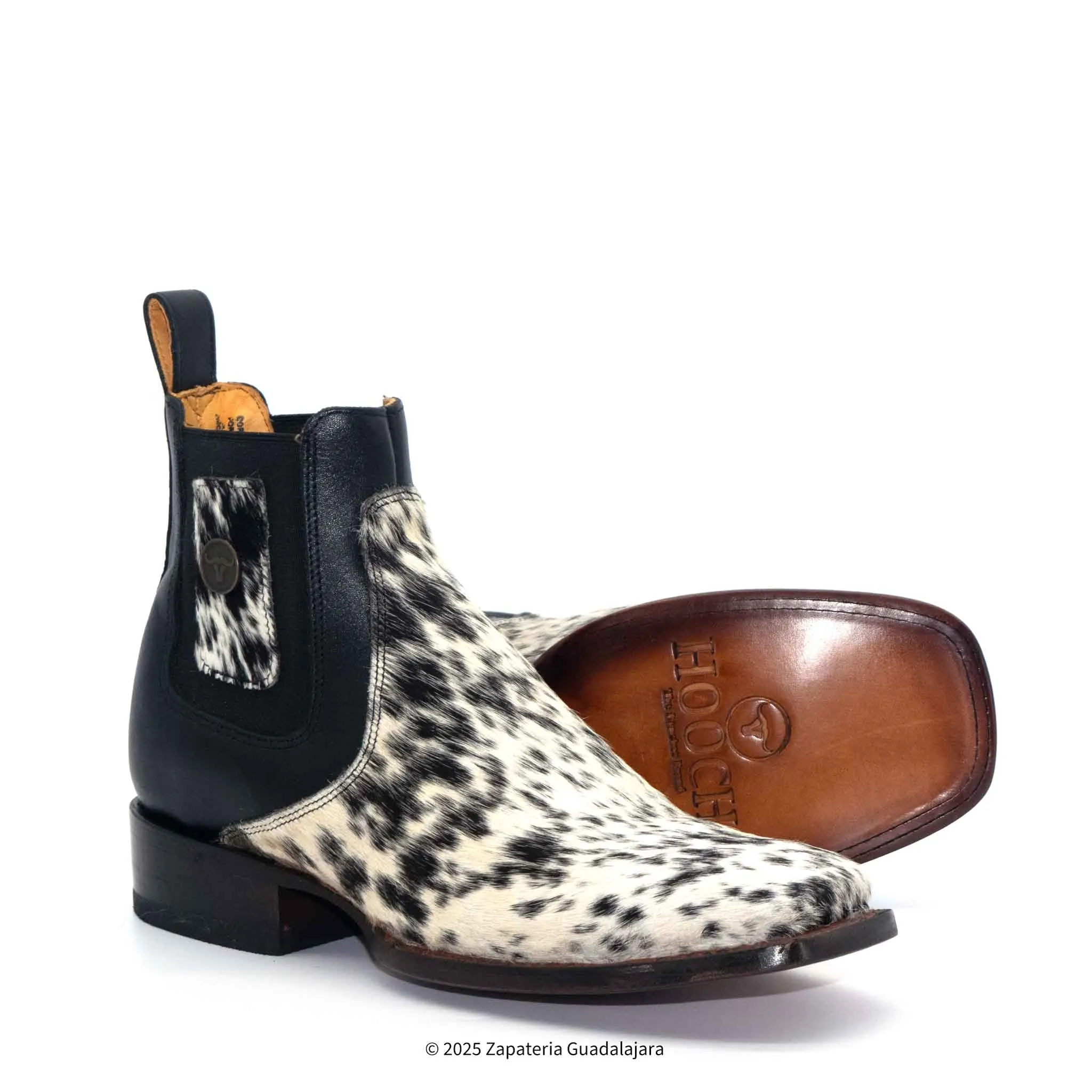 MEN'S WIDE SQUARE TOE GENUINE COW HAIR LEATHER BOOT -H42R3304