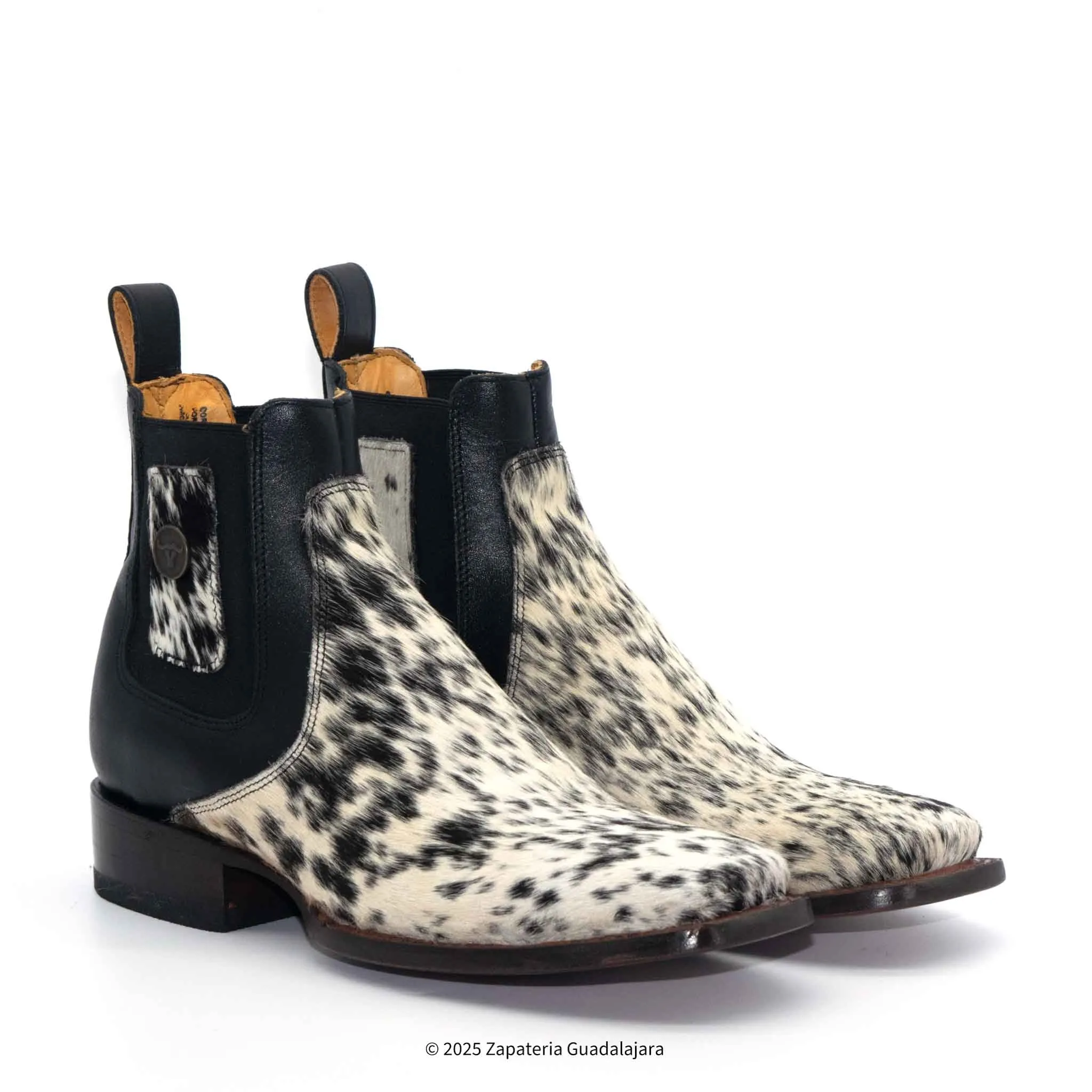 MEN'S WIDE SQUARE TOE GENUINE COW HAIR LEATHER BOOT -H42R3304