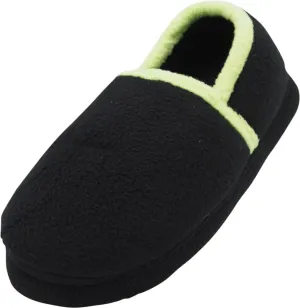 Norty Boys 11-3 Black Lime Fleece Slipper 17156