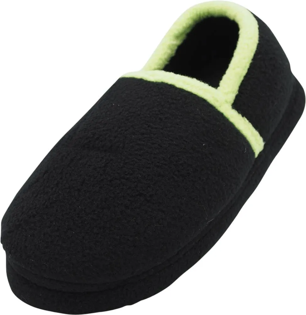 Norty Boys 11-3 Black Lime Fleece Slipper 17156