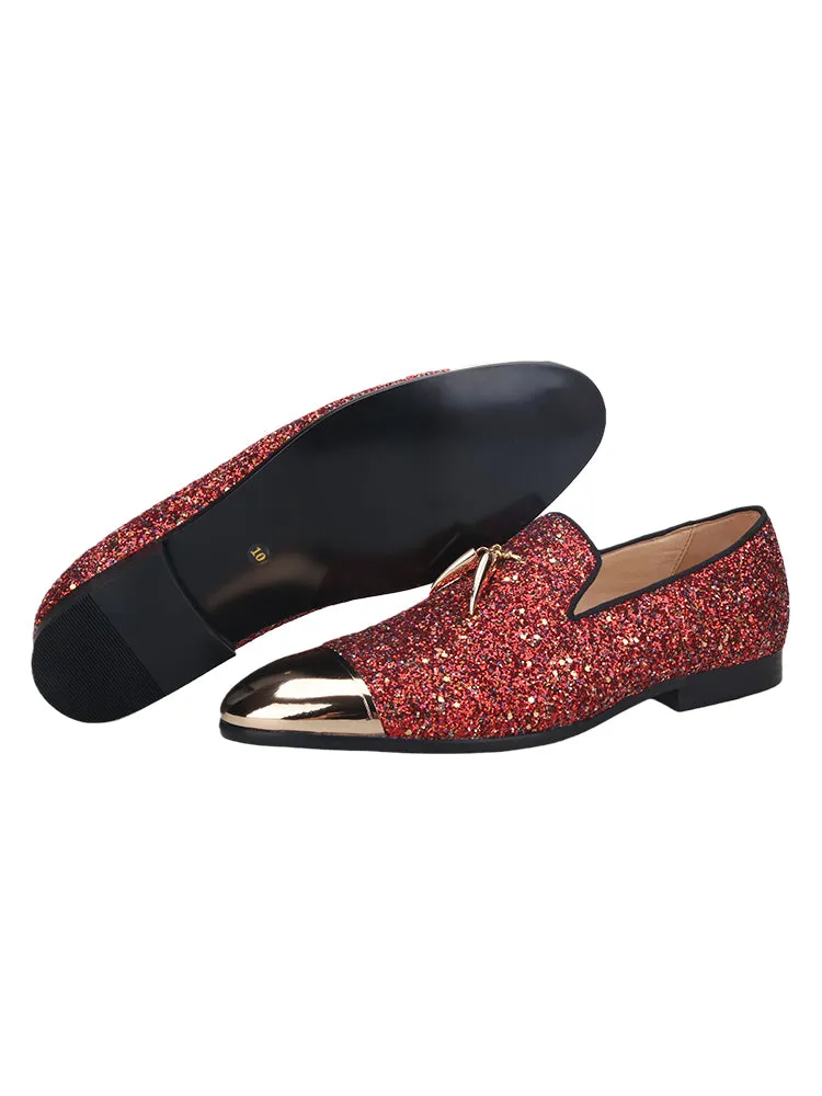 Pilgida export model red Gretel men's slip-on loafers metal tassel buckle trendy smoking shoes