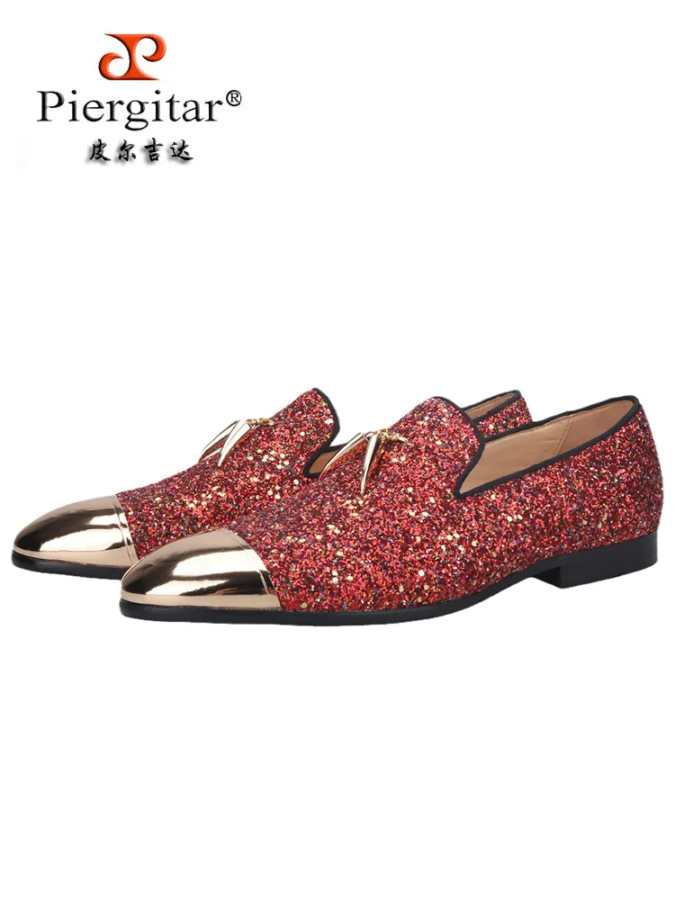 Pilgida export model red Gretel men's slip-on loafers metal tassel buckle trendy smoking shoes
