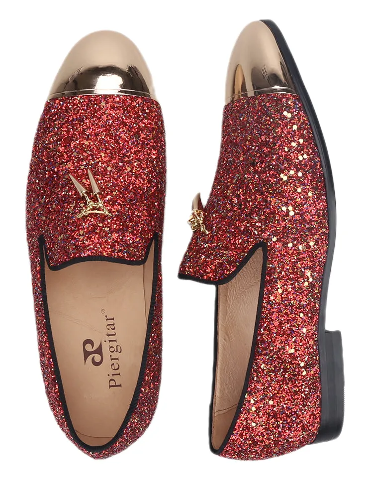 Pilgida export model red Gretel men's slip-on loafers metal tassel buckle trendy smoking shoes