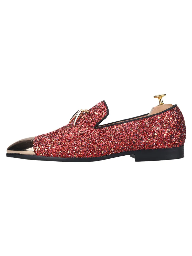 Pilgida export model red Gretel men's slip-on loafers metal tassel buckle trendy smoking shoes