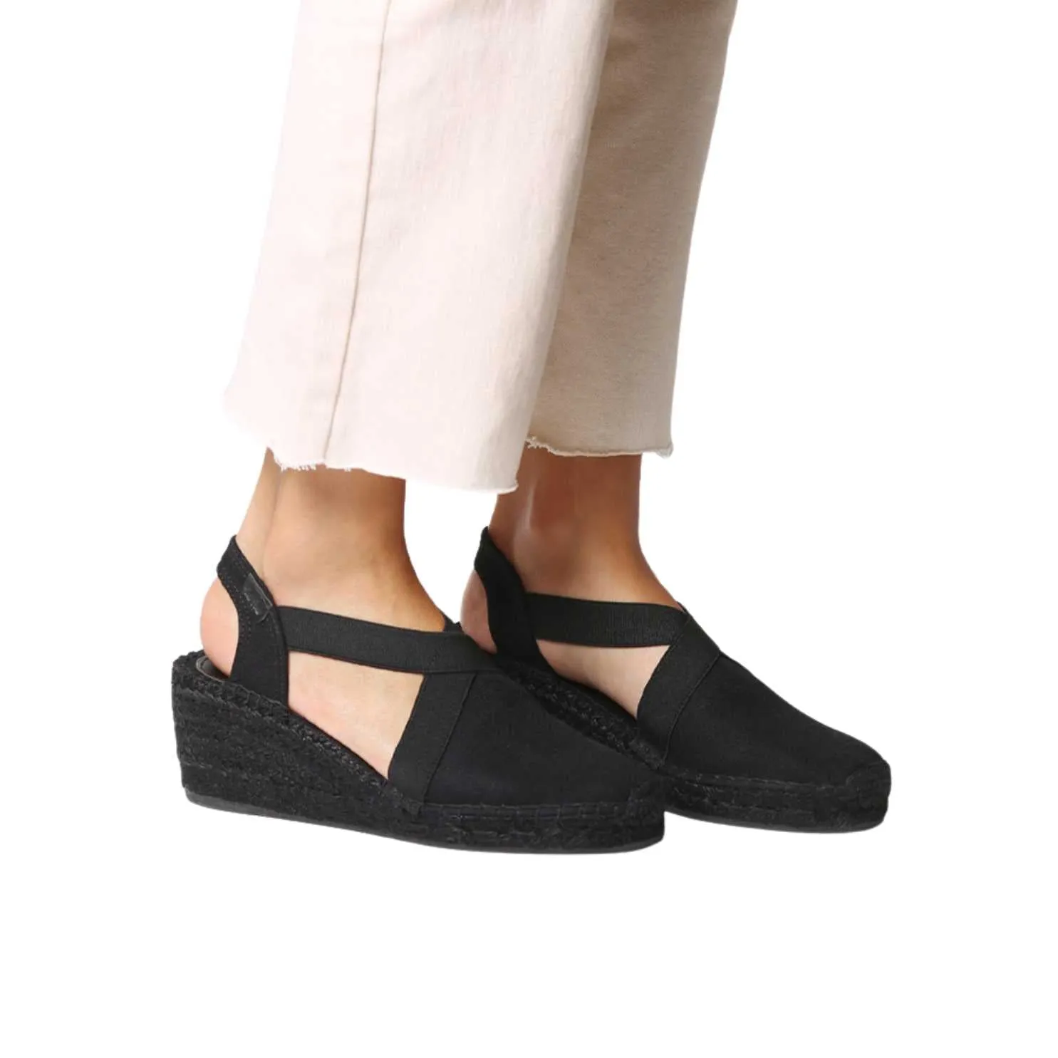 Plain Silk Wedge Espadrille for Women - Fabi