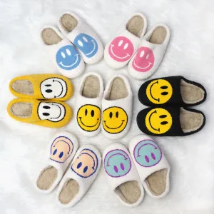 Popular Winter Smiling Face Peach Heart Cotton Slippers – Cozy Rainbow Plush Warm Indoor Home Slippers for Women