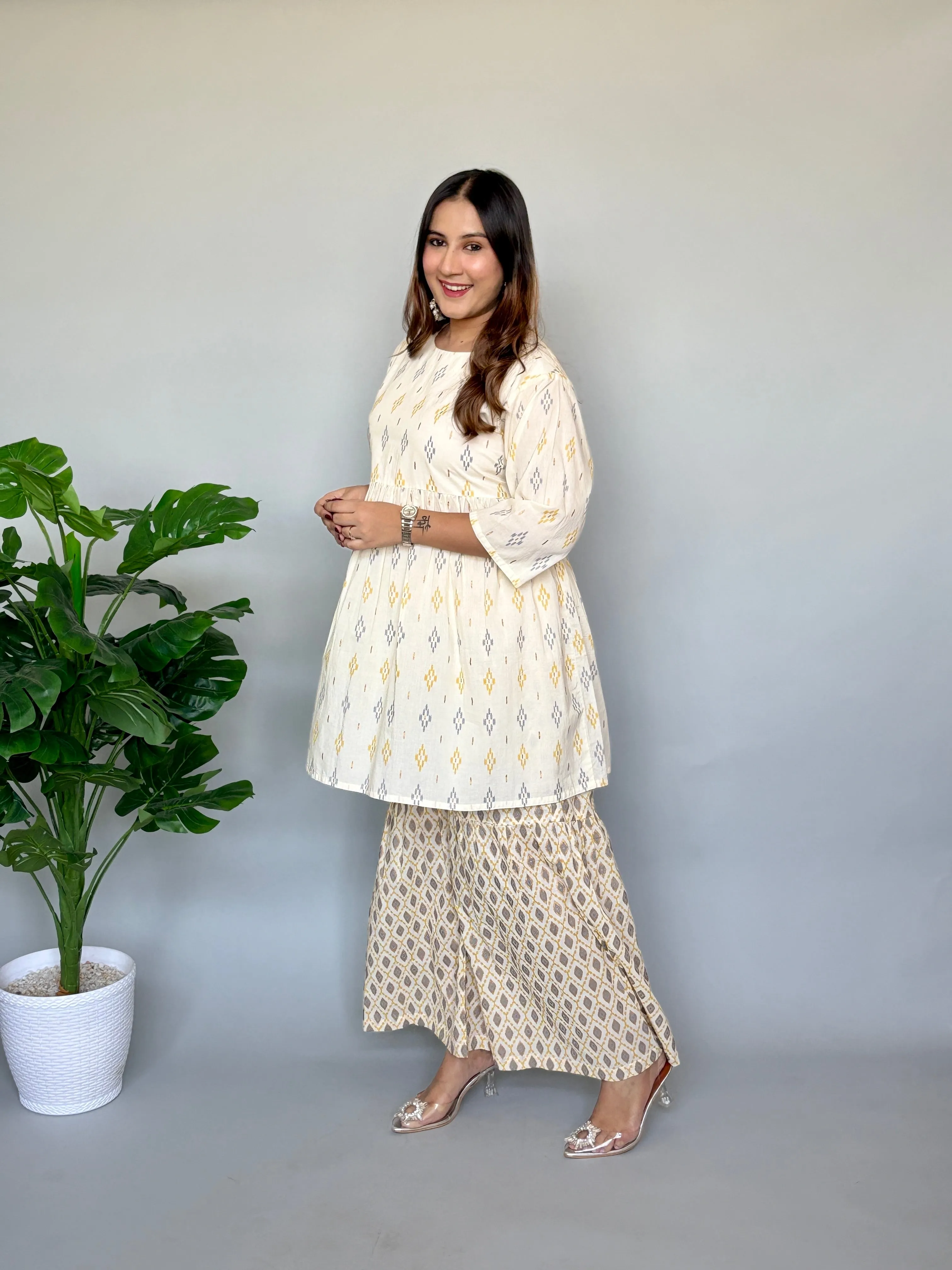 Printed Peplum Kurta Set