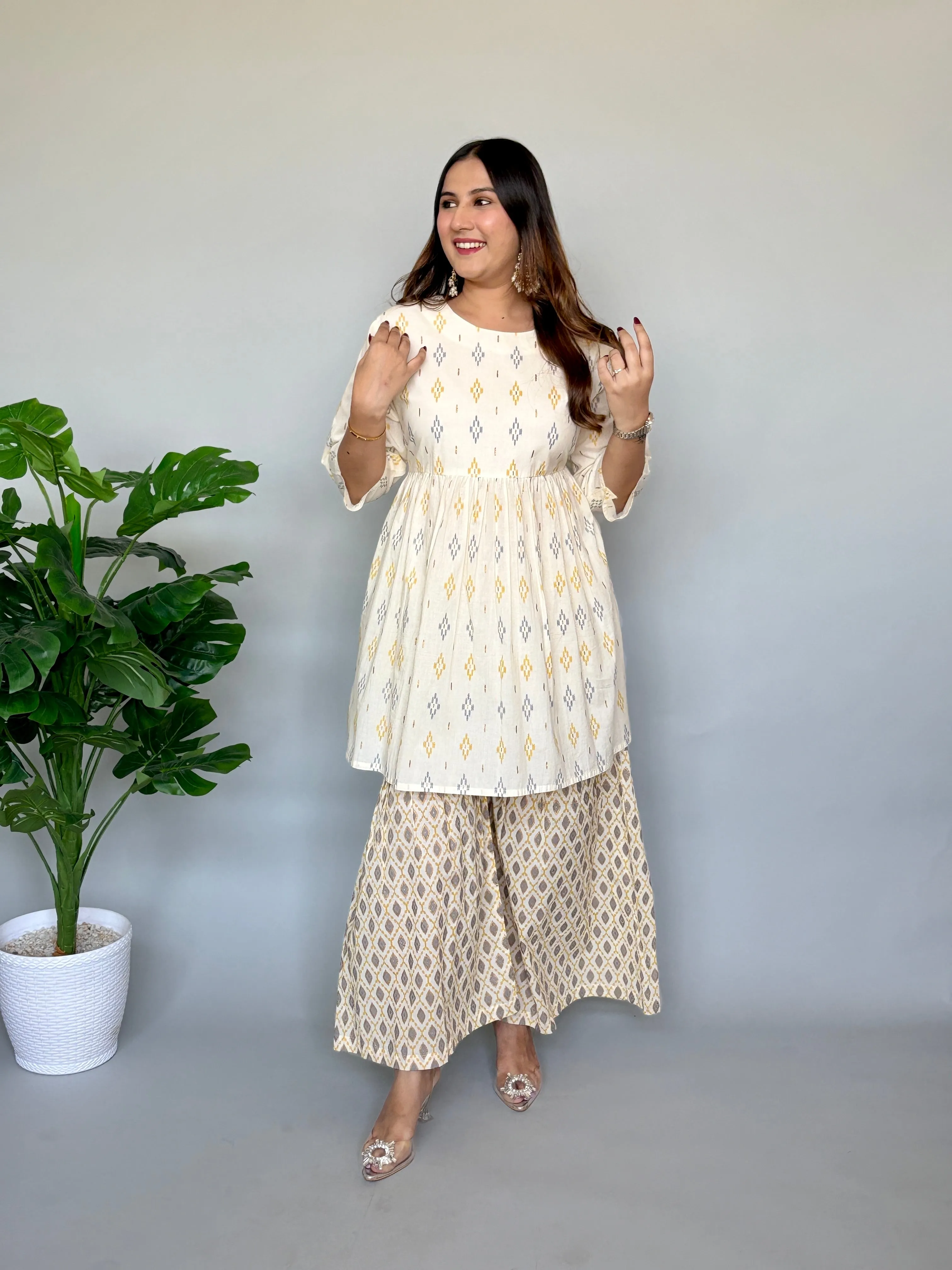 Printed Peplum Kurta Set