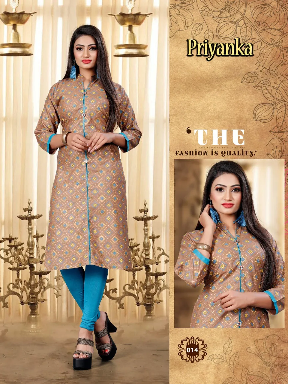 Priyanka Cotton Printed Casual Wear Kurti Collections