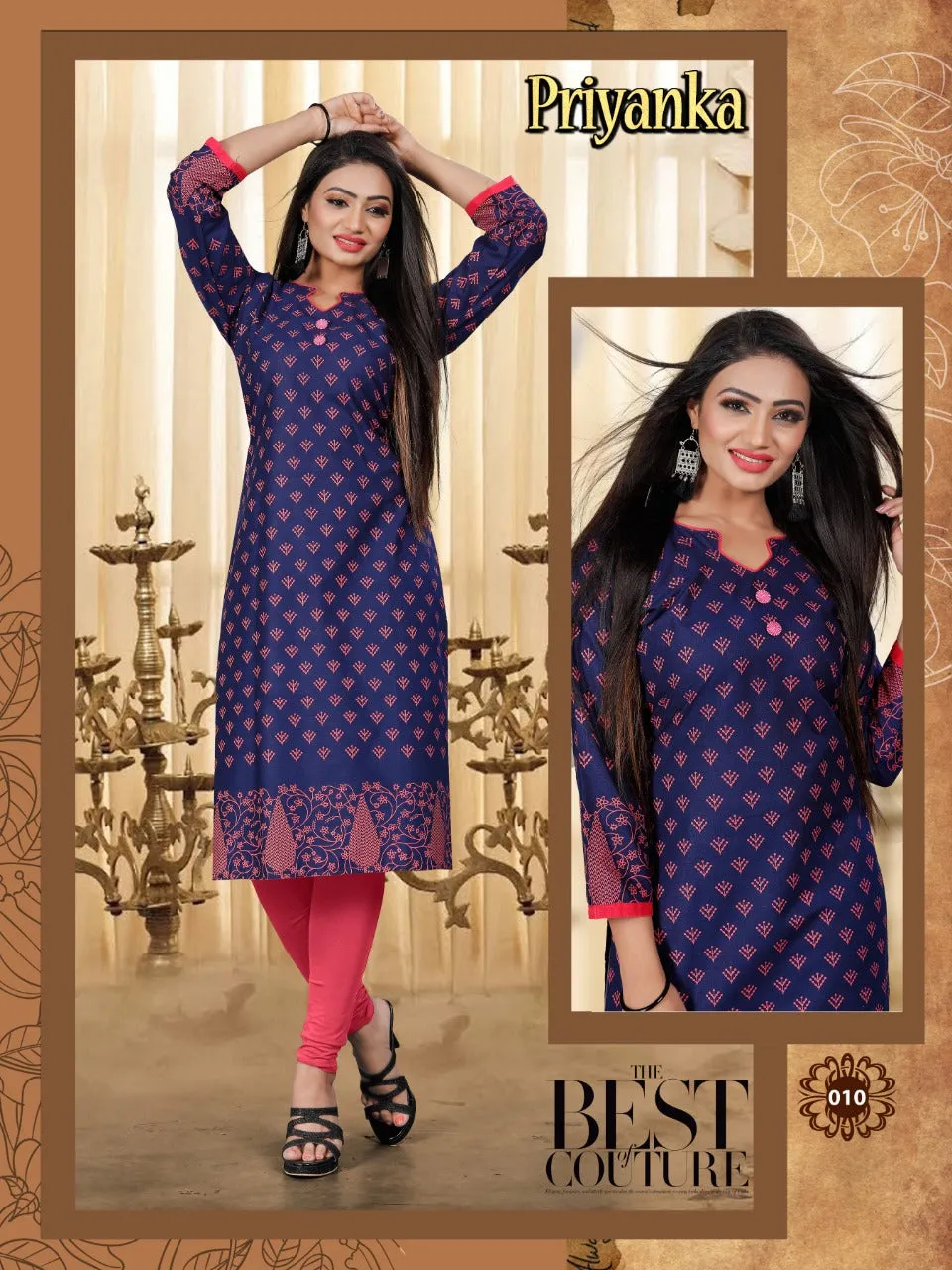 Priyanka Cotton Printed Casual Wear Kurti Collections