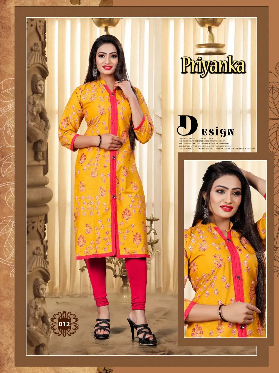 Priyanka Cotton Printed Casual Wear Kurti Collections
