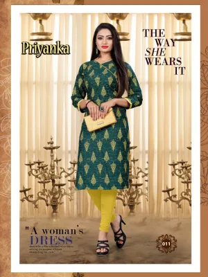 Priyanka Cotton Printed Casual Wear Kurti Collections
