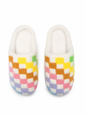 Rainbow Checkers Kids Slippers