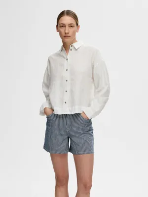 Selected Femme Linnie linen shirt White