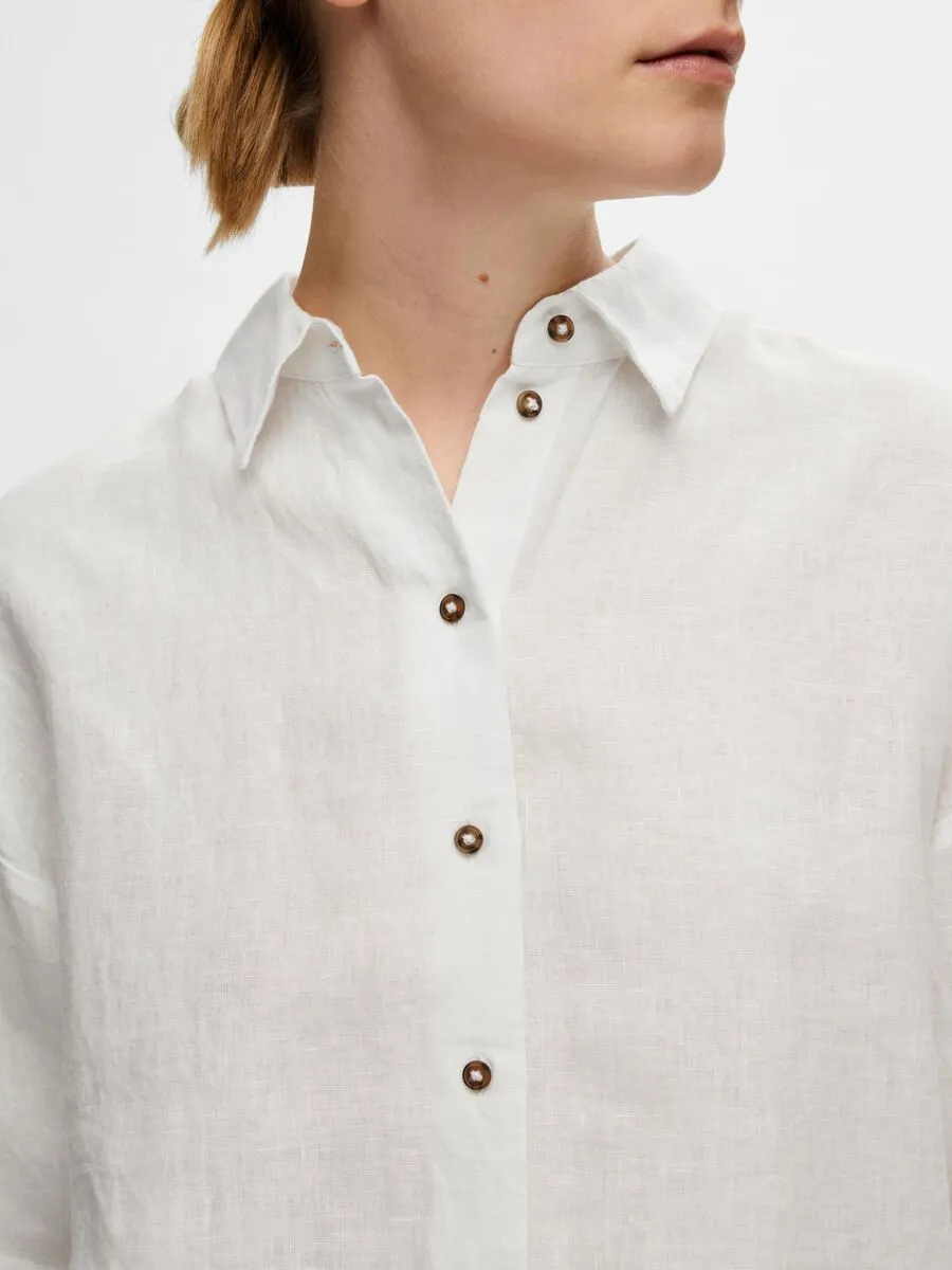 Selected Femme Linnie linen shirt White