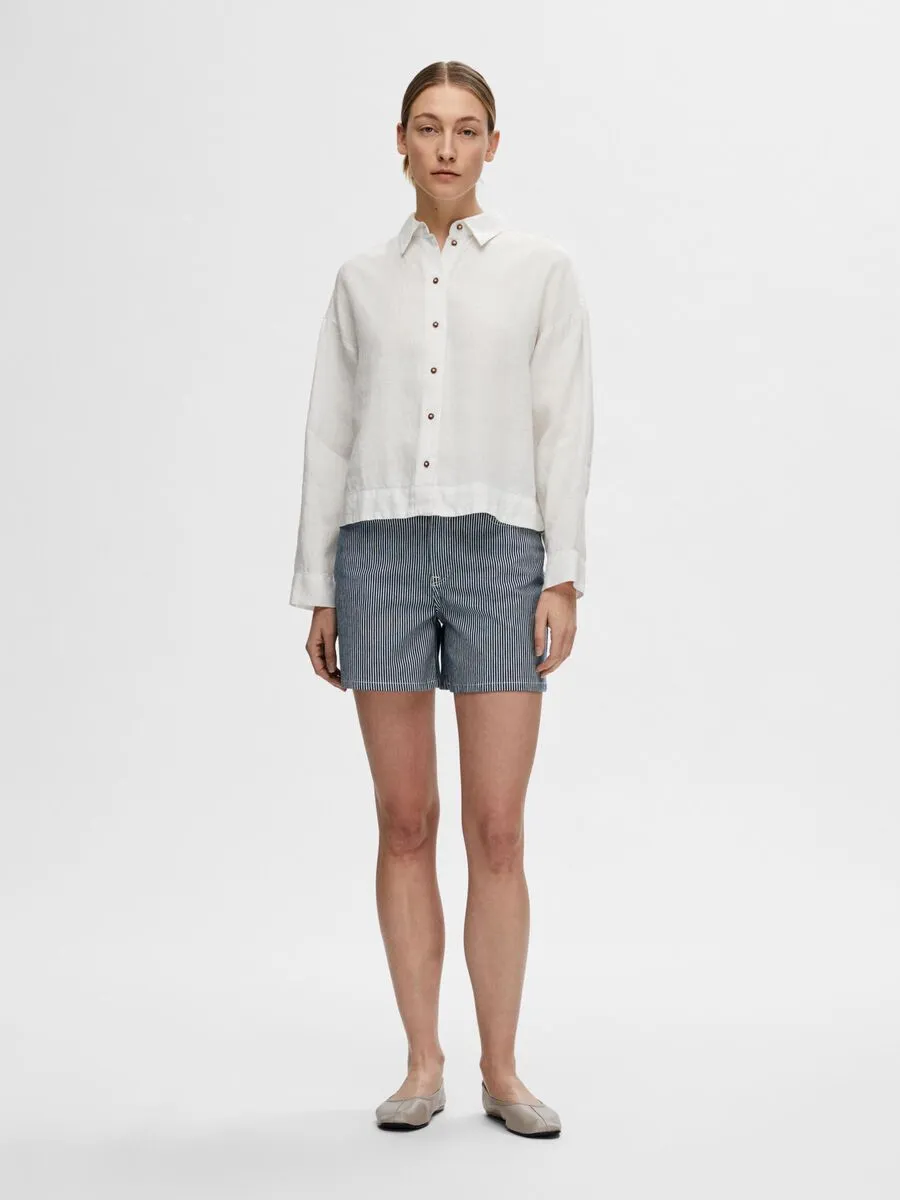 Selected Femme Linnie linen shirt White