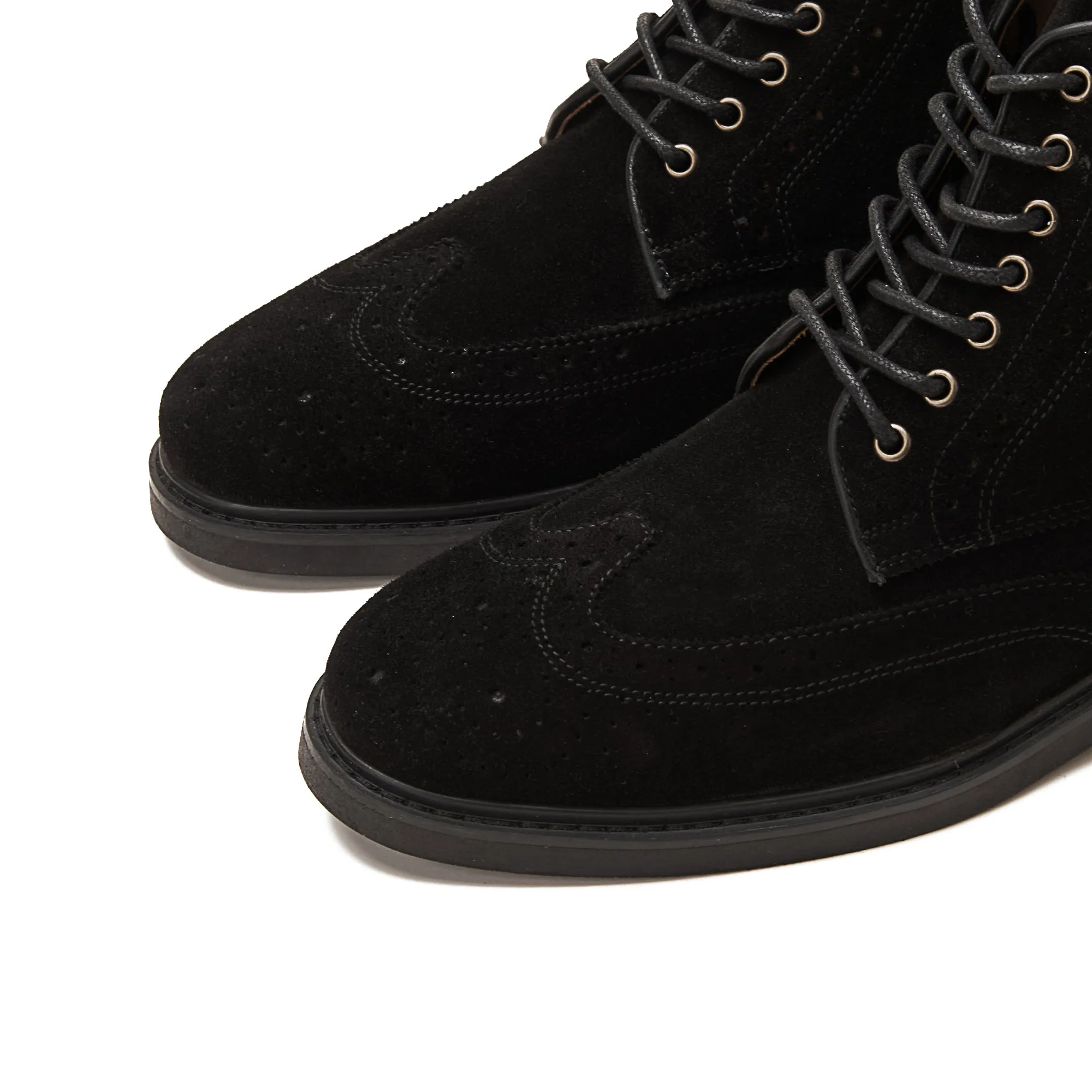 Suede Brogue Genuine Leather Half Boots - Black