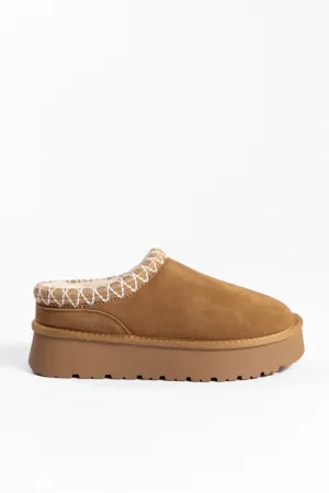 Sydney Chestnut Platform Slippers FINAL SALE