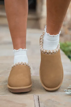Sydney Chestnut Short Slip-On Booties SALE